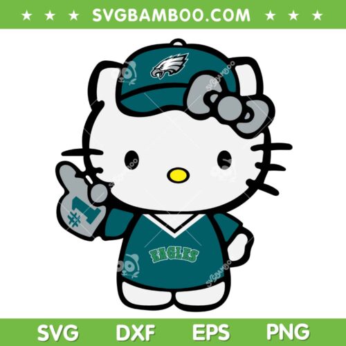 Philadelphia Eagles Hello Kitty SVG PNG, Eagles Baseball Number 1 SVG, Kitty Eagles Baseball DXF SVG PNG EPS