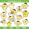 Pompompurin SVG Bundle, Hello Kitty Pudding Dog SVG Bundle, Pompompurin Sanrio DXF SVG PNG EPS