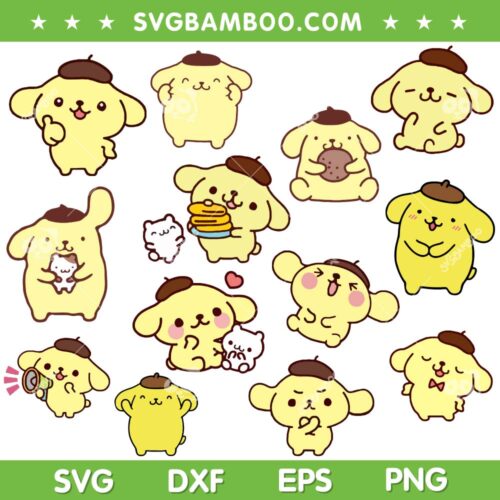 Pompompurin SVG Bundle, Hello Kitty Pudding Dog SVG Bundle, Pompompurin Sanrio DXF SVG PNG EPS