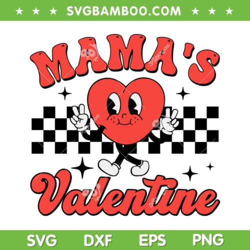 Retro Groovy Mama's Valentine SVG PNG, Cute Heart Valentine's Day SVG, Mothers Valentine DXF SVG PNG EPS
