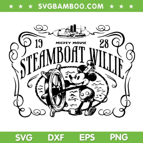 Retro Steamboat Willie SVG PNG, Mickey Mouse Steamboat Willie 28 SVG, Vintage Mickey Mouse DXF SVG PNG EPS