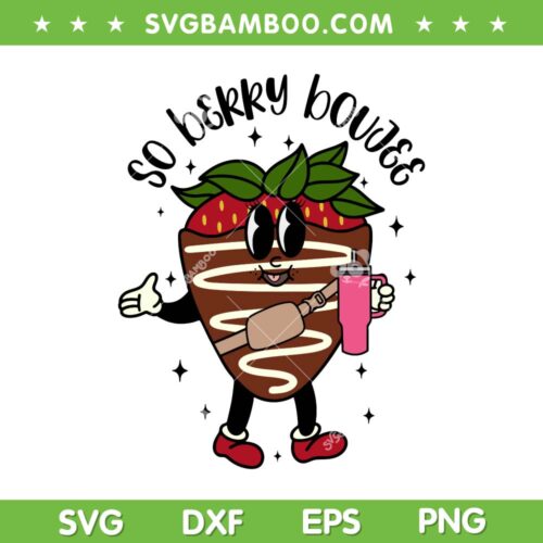 So Berry Boujee SVG PNG, Chocolate Covered Strawberry Stanley Tumbler SVG, Cute Valentine DXF SVG PNG EPS