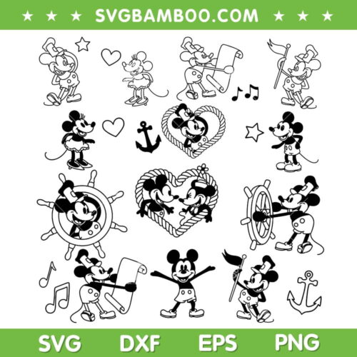 Steamboat Willie SVG Bundle, Disney Mickey Steamboat Willie SVG Bundle, Steamboat Mouse DXF SVG PNG EPS