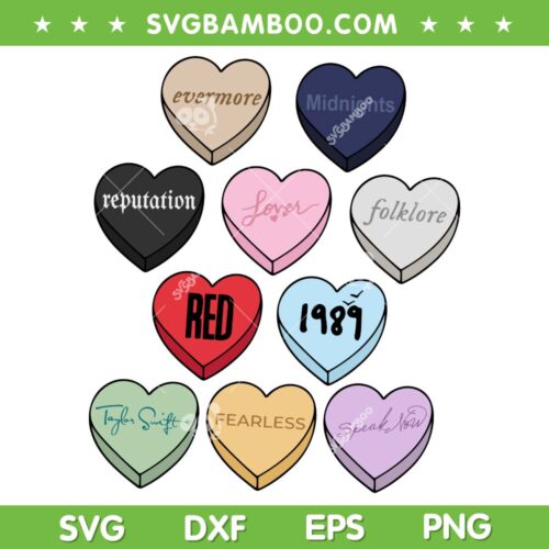Swiftie Valentine Heart Love SVG PNG, Retro Candy Heart Taylor Swift SVG, Taylors Albums Swiftie Valentine DXF SVG PNG EPS