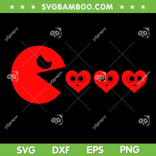 Valentine's Day Hearts Eating SVG PNG, Funny Gamer Valentine SVG, Valentines Day Heart Game DXF SVG PNG EPS