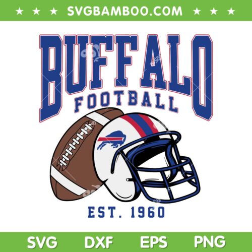Vintage Buffalo Football Est 1960 SVG PNG, Football Bill 1960 SVG, American National Football DXF SVG PNG EPS