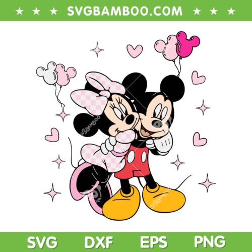 Vintage Mickey And Minnie Valentine SVG, Mickey And Minnie Love Valentines SVG, Disney Valentines Day DXF SVG PNG EPS