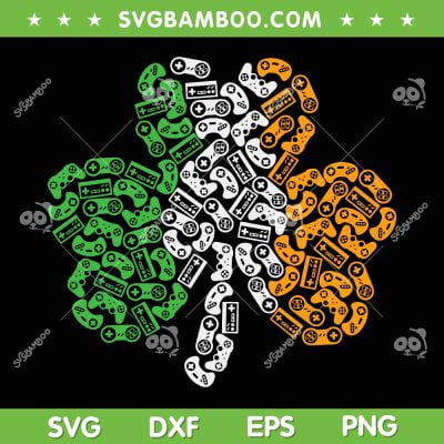 Shamrock Gaming SVG PNG, St Patrick's Day Video Gamer SVG, Video Game Shamrock DXF SVG PNG EPS