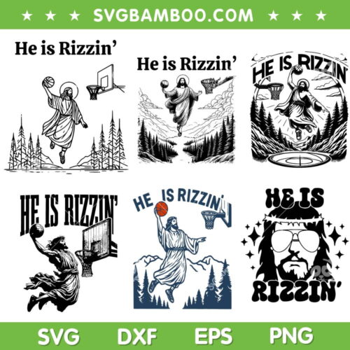 Basketball Christian SVG Bundle, He Is Rizzin SVG Bundle, Jesus Basketball DXF SVG PNG EPS