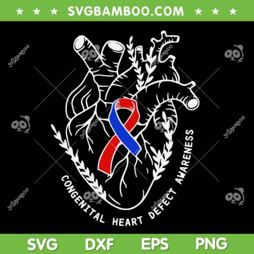 CHD Congenital Heart Defect Awareness SVG, Heart Warrior Chd SVG, Ribbon Warrior DXF SVG PNG EPS