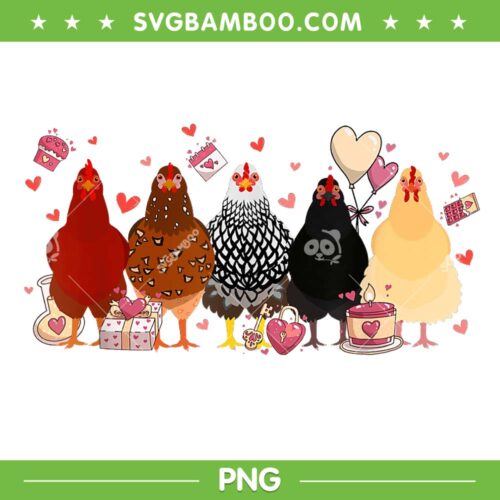 Chicken Valentine's Day PNG, Heart Animals Chicken Mom PNG, Funny Animal Farmer Lover PNG