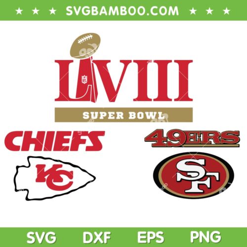 Chiefs 49ers Superbowl SVG PNG, Super Bowl LVIII SVG, KC Chiefs And SF 49ers DXF SVG PNG EPS