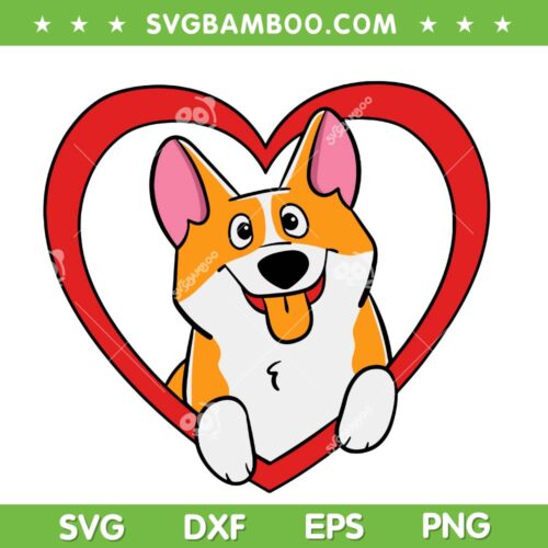 Corgi Love SVG PNG, Valentine Heart Corgi SVG, I Love My Corgi DXF SVG PNG EPS
