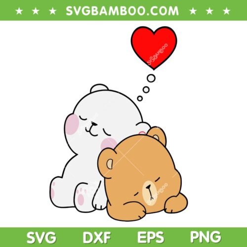 Mocha Bear Dream Lovers SVG PNG, Cute Milk Love Valentine SVG, Bear Kiss Hugs DXF SVG PNG EPS