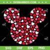 Disney Mickey Mouse Pink Hearts SVG PNG, Valentine's Day Mickey Mouse SVG, Mickey Head Hearts Pink DXF SVG PNG EPS