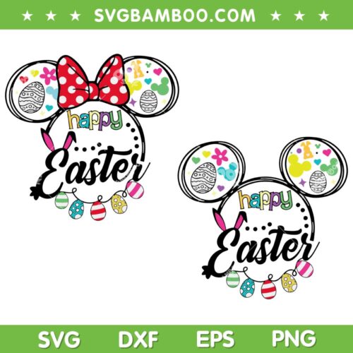 Disney Mouse Head Easter SVG PNG, Mickey Minnie Mouse Easter Eggs SVG, Happy Easter DXF SVG PNG EPS