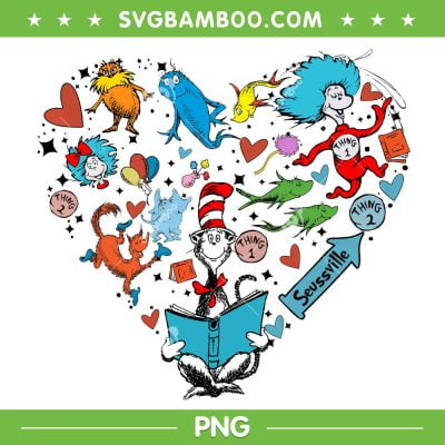 Dr Seuss Heart PNG, Autism Drseuss Friends PNG, Funny Dr Seuss And Friends PNG