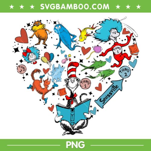 Dr Seuss Heart PNG, Autism Drseuss Friends PNG, Funny Dr Seuss And Friends PNG