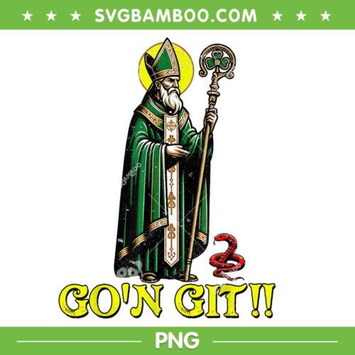 Go'n Git St Patrick PNG, Funny Go'n Git PNG, Snake Four Leaf Clover PNG