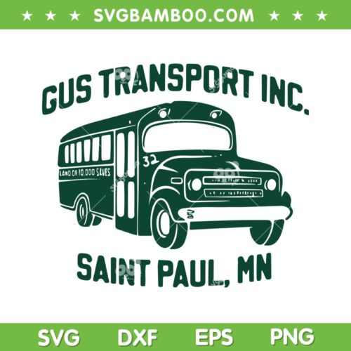 Gus Transport Inc Saint Paul Mn SVG PNG, Minnesota Wild Bus SVG, Gus Bus DXF SVG PNG EPS