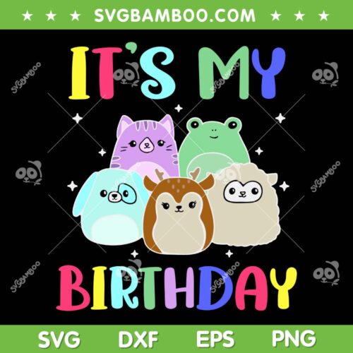 Happy Birthday Girl Squish Squad Mallow SVG, It's My Birthday Squishmallow SVG, Birthday Squish DXF SVG PNG EPS