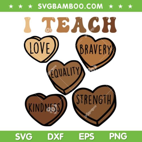 I Teach Black History Month SVG PNG, Afro African Teacher Candy Heart SVG, Melanin Teacher Heart DXF SVG PNG EPS