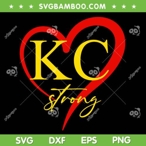 KC Strong SVG PNG, Kansas City Chiefs Strong SVG, KC Chiefs Heart DXF SVG PNG EPS