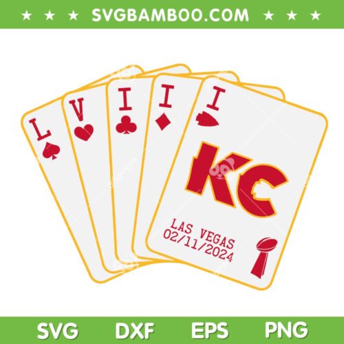 Kansas City Football LVIII 2024 SVG PNG, KC Chiefs Card SVG, NFL Kansas City Chiefs DXF SVG PNG EPS