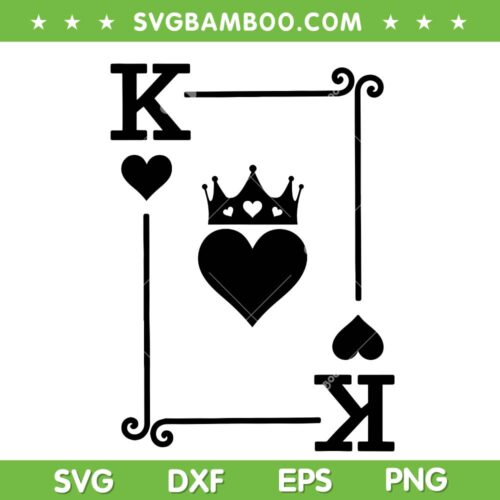 King And Queen Of Hearts SVG PNG, King Of hearts Playing Card SVG, King Crown DXF SVG PNG EPS