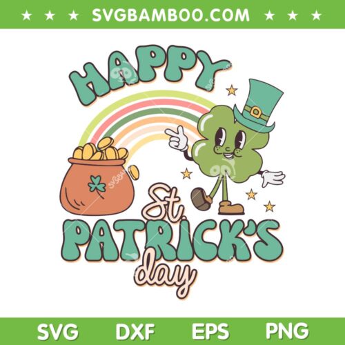 Luck Of The Irish SVG PNG, Happy St Patrick's Day Rainbow SVG, Cute Shamrock DXF SVG PNG EPS