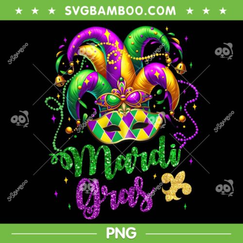 Mardi Gras Glitter PNG, Beads Mask Feathers Hat PNG, Mardi Gras Mask PNG