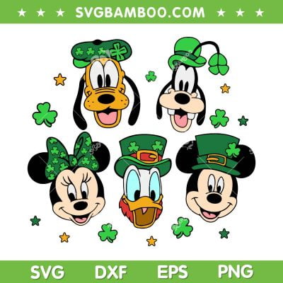 Mickey And Friends Lucky Vibes SVG PNG, Disney Mouse Head St Patrick's Day SVG, Mouse And Friends DXF SVG PNG EPS