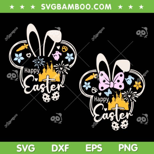 Mouse Head Easter SVG Bundle, Mickey And Minnie Mouse Easter SVG Bundle, Happy Easter Day DXF SVG PNG EPS
