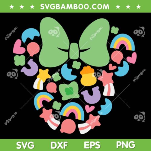 Mouse Head Lucky Charms SVG PNG, Minnie Mouse St Patrick's Day SVG, Minnie Lucky DXF SVG PNG EPS