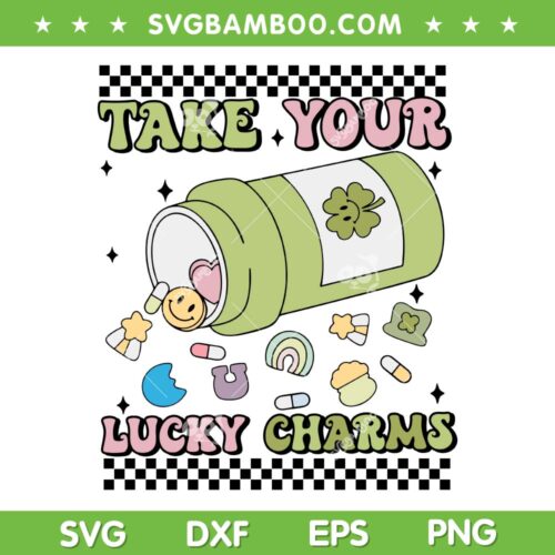 Retro Take Your Lucky Charms SVG PNG, Nurse Saint Patrick SVG, Funny Lucky Charms DXF SVG PNG EPS