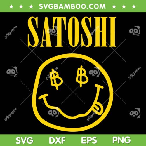 Satoshi Smile Face SVG PNG, Satoshi Bitcoin SVG, Yellow Satoshi DXF SVG PNG EPS
