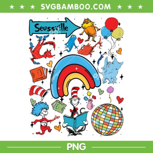 Seuss Ville PNG, Autism Dr Seuss Friends PNG, Dr Seuss Thing 2 And Friends PNG