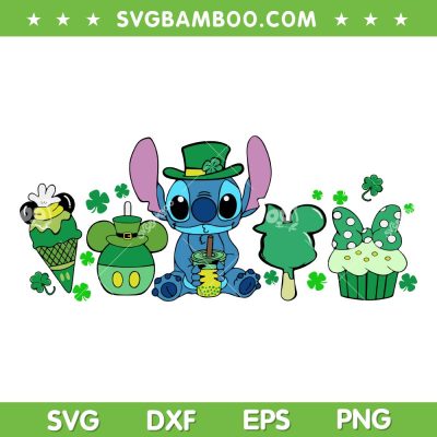 Stitch St Patrick Day Snacks SVG PNG, Disney Snacks Patricks Day SVG, Stitch Happy Patricks Day DXF SVG PNG EPS