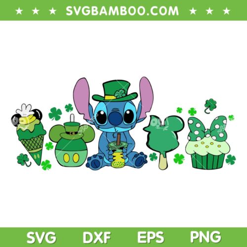 Stitch St Patrick Day Snacks SVG PNG, Disney Snacks Patricks Day SVG, Stitch Happy Patricks Day DXF SVG PNG EPS