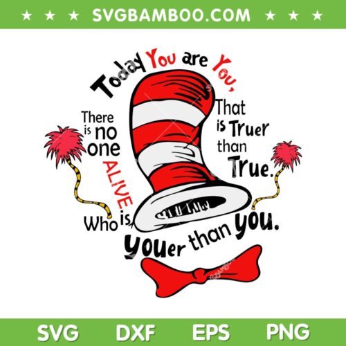 Today You Are You Dr Seuss SVG PNG, Dr Seuss Sayings SVG, The Cat In The Hat DXF SVG PNG EPS