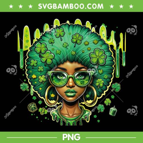 African American Leprechaun PNG, Black Girl St Patrick's Day PNG, Black History Shamrock PNG