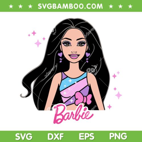 Barbie Girl SVG PNG, Barbie Doll Brunette Black Hair SVG, Afro Princess DXF SVG PNG EPS
