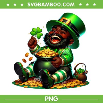 Black African American Leprechaun PNG, Kid Black Saint Patrick's Day PNG, Funny Leprechaun Gold PNG