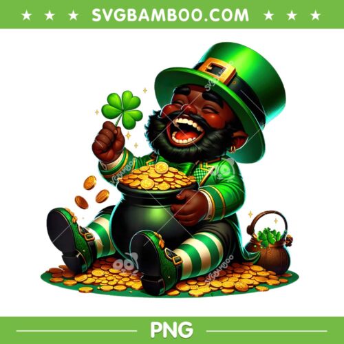 Black African American Leprechaun PNG, Kid Black Saint Patrick's Day PNG, Funny Leprechaun Gold PNG