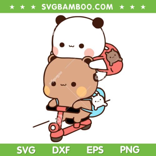 Bubu Dudu SVG PNG, Bubu Dubu On Scooter SVG, Panda Bear With Scooter DXF SVG PNG EPS