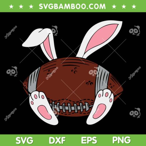 Bunny Football Easter SVG PNG, Rabbit Rugby Ball Happy Easter Day SVG, Easter Bunny Football DXF SVG PNG EPS