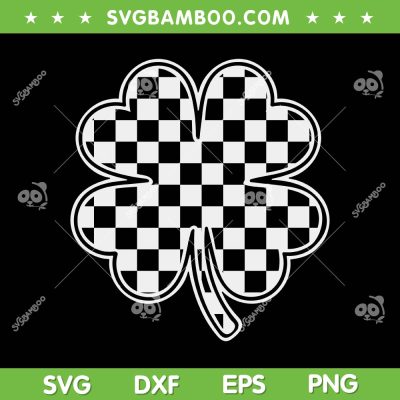 Checkered Four Leaf Clover SVG PNG, Race Car St Patrick's Day SVG, Shamrock Checkered DXF SVG PNG EPS Checkered Four Leaf Clover SVG PNG, Race Car St Patrick's Day SVG, Shamrock Checkered DXF SVG PNG EPS
