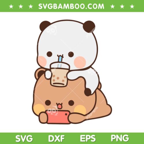 Cute Bubu Dudu SVG PNG, Dudu Panda Milk Tea SVG, Panda Bear Love Bubu Dudu DXF SVG PNG EPS