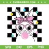 Cute Bunny With Bandana Glasses Bubblegu SVG, Easter Rabbit Girl SVG, Easter Bunny DXF SVG PNG EPS