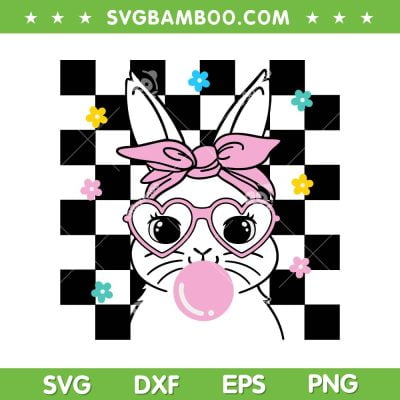 Cute Bunny With Bandana Glasses Bubblegu SVG, Easter Rabbit Girl SVG, Easter Bunny DXF SVG PNG EPS Cute Bunny With Bandana Glasses Bubblegu SVG, Easter Rabbit Girl SVG, Easter Bunny DXF SVG PNG EPS